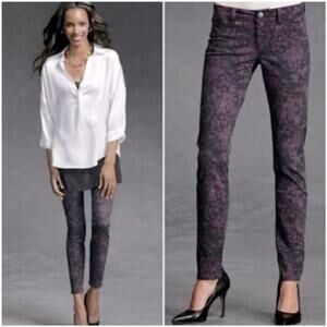 CAbi Purple Patterned Ankle Pants